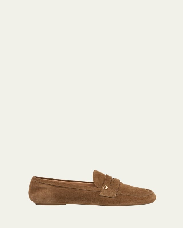 Leopard Velour Penny Loafers